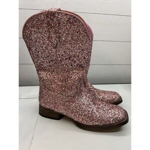 Roper Glitter Galore Square Toe‎ Cowboy Boots Big Kids size 6 Pink